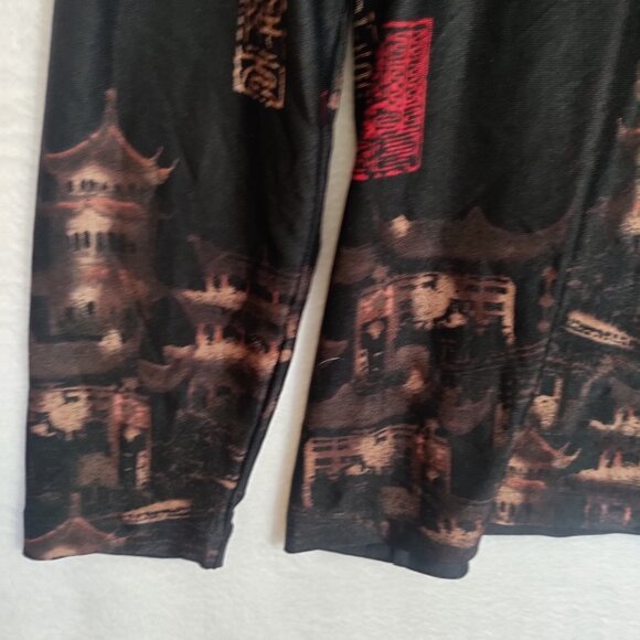 Chicos Travelers 3 Size Large Black Pullover‎ Top Asian Inspired Print Stretch - Picture 4 of 7